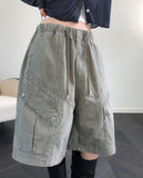 Roach Pigment Deep Dyeing Cargo Bermuda Shorts