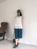 Dinple Oversized Fit Pile Bermuda Cargo Pants