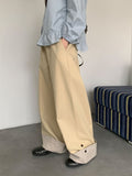 Monique Check Color Matching Cotton Wide Banding Pants