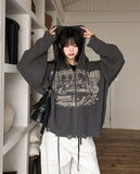 Atonic Lettering Hood Zip-Up Knit
