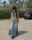 Haul Damage Washing Denim Long Skirt