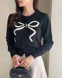Evely Ribbon Round Knit Cardigan