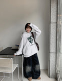 [unisex] Kaif Rivet Cut Washing Wide Denim Pants