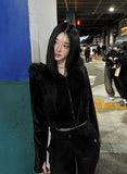 Made Routine Velvet Fur Hood Zip-Up