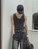 Keene Pigment Henley Neck Ribbed Sleeveless