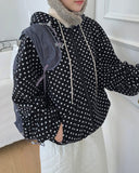 Moyan Dot Hood Fleece Zip-Up Jumper