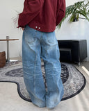 Pet Curved Button Denim Pants