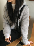Anko Mohair Angora Two-Way Hood Zip-Up Cardigan