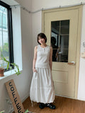 Mopen Nylon Banding Balloon Long Skirt