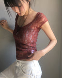 Nuvo See-through Lace Short Sleeve T-shirt