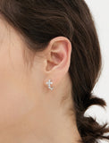 Essence Silver (W) Moissanite Cross One-Touch Earrings