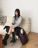 Soku Basic Layered Long-Sleeved Turtleneck T-Shirt