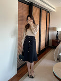 [Tie set] Repodi Satin Wrapped Shirred Blouse