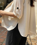 Poiyu Linen Double Button Three Quarter Length Jacket