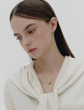 Champagne Full Moon Silver Grip One-Touch Earrings S