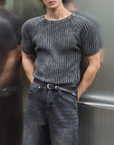 Washed Rib Muscle Fit Short Sleeve Knit