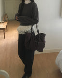 Kuton Vintage Raw Stone Satin Padded Shoulder Bag