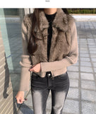 Detachable Sleeve Fur Vest Knit Jacket