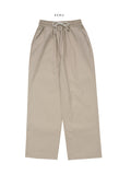 Linen wide banding pants