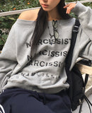 Nar Off Shoulder Loose Fit Pile Sweatshirt