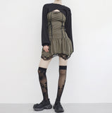 fuzzy corset lace one piece