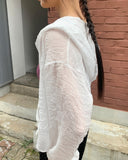 Bucker Gauze Linen Hood Long Sleeve Shirt