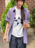 [unisex] Nayuhi Purple Short Sleeve Check Shirt