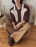 Daven color matching collar knit zip-up