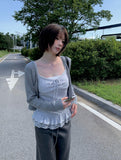 Surin Flower Frill Cardigan Sleeveless Set