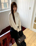 Deha Cable Henley Neck Button Long Sleeve Knit