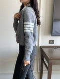 Michael Color Matching V-neck Rose Knit Cardigan