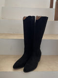 Sanded Suede Western Long Boots (5cm)