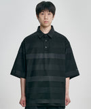Stripe Mesh Layered Polo Shirt