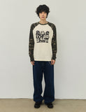COLLAGE LETTER Camo Raglan Long Sleeve T-Shirt