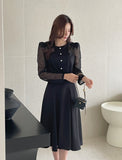 Gret See-through Pearl Puff Jacket Blouse