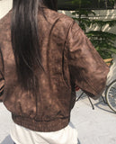 Timber Vintage Washing Leather Two-Way Blouson Jacket