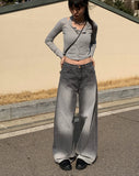 Canner black denim washing wide denim pants