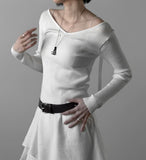 Ribbed Backless V-Neck Knit