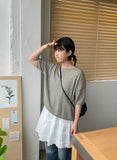 Tendan summer linen overfit short sleeve boucle knit