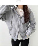 Pile Two-Way Plain Color Hood Zip-Up