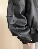 Noem Collar Overfit Leather Jacket