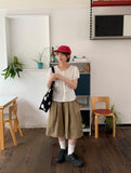 Coal Pintuck Cotton Banding Bermuda Pants