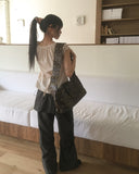 Vintage Leather Wide Strap Crossbody Bag