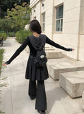 Inkku Midi Pleated Eyelet Skirt Pants