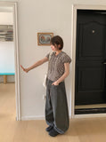 Coden Crack Washing Cotton Pintuck Wide Pants