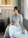 Teilrin Chiffon Shirred Long One Piece