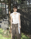 Burun Strap Frill Short Sleeve Blouse