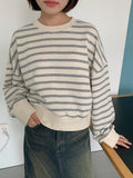 Jaycoo Crop Stripe Sweatshirt