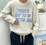 Berry Hairy Lettering Knit