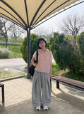 [unisex] Helkan Keyring Pintuck Banding Wide Pants